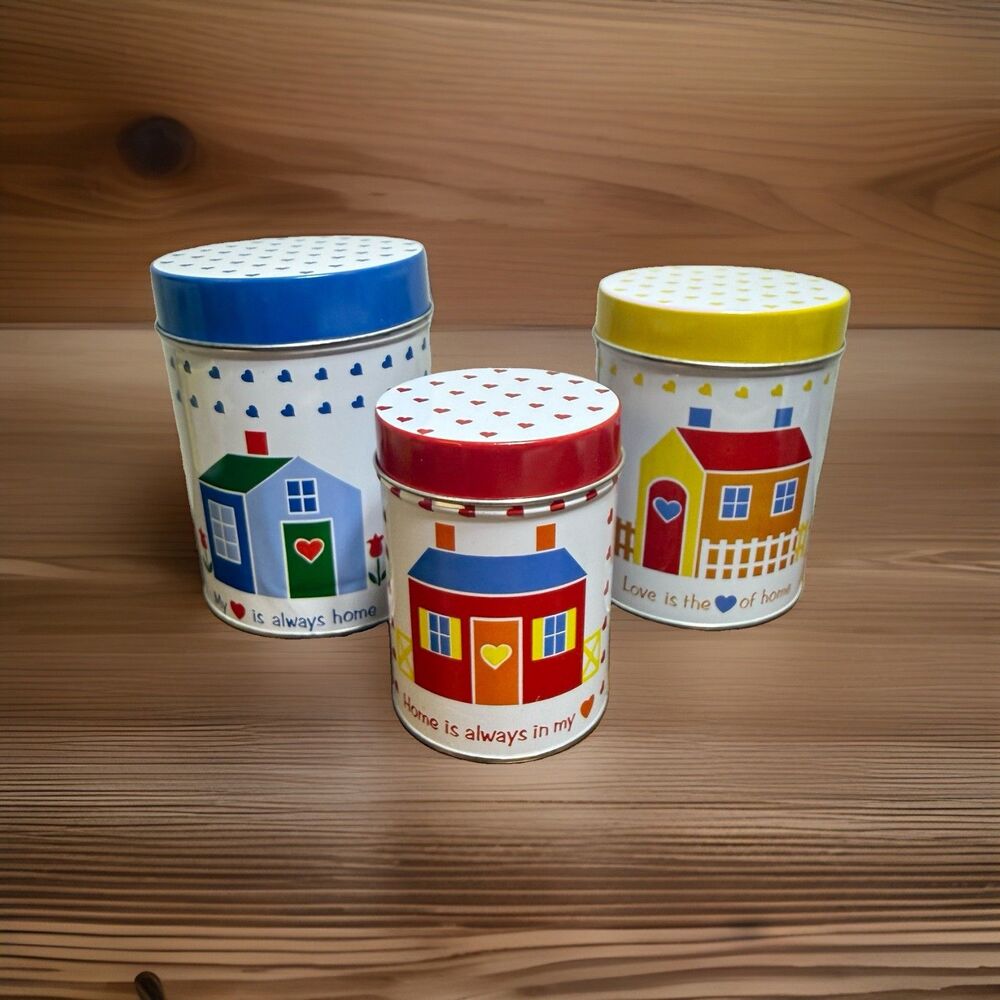 Vintage Nesting Metal Canisters Lot of Farmhouse Kitchen Country Cottagecore